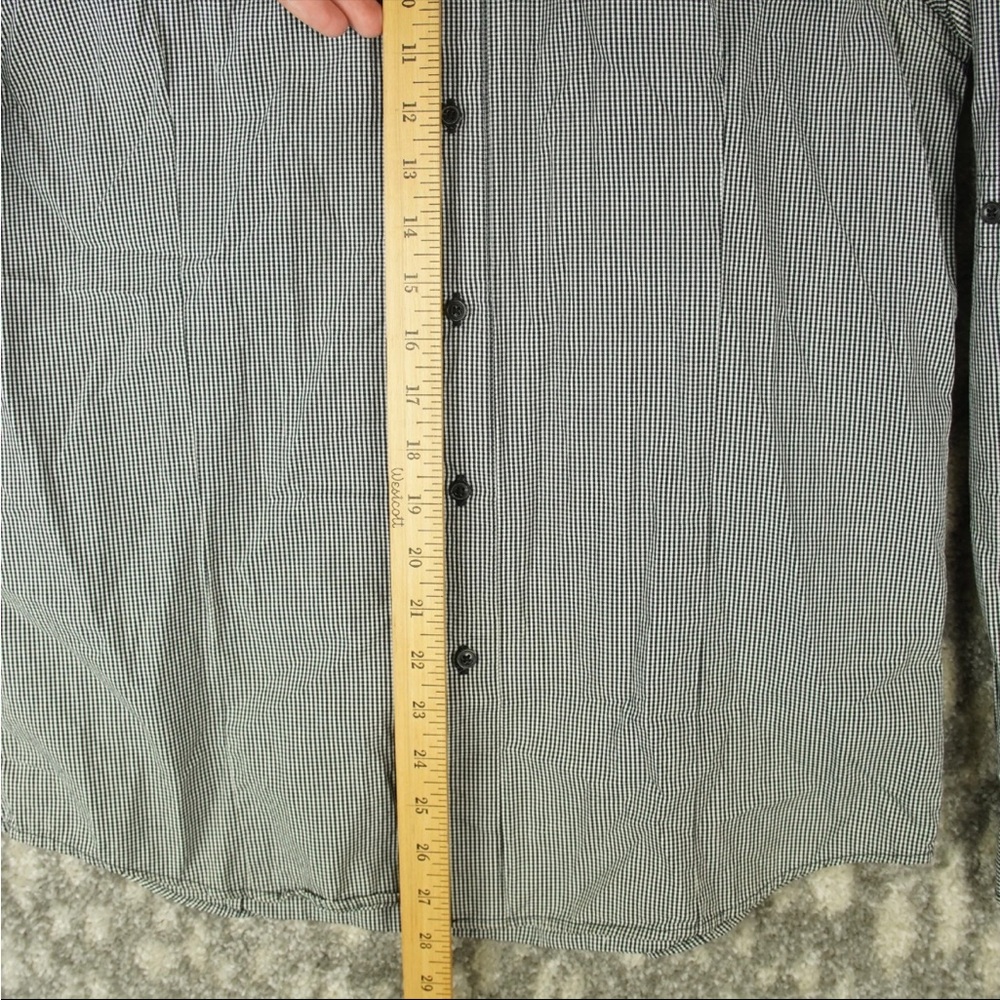 Adidas SLVR Button Up Long Sleeve Shirt Mens Large Gray Check Pattern Cotton - Picture 11 of 13
